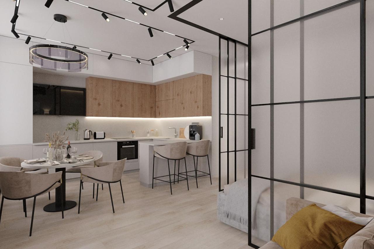 Фото раздвижных дверей с потолочной системой крепления от Domeo