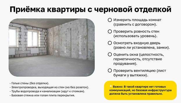 Чек-лист по приемки квартиры с черновой отделкой 