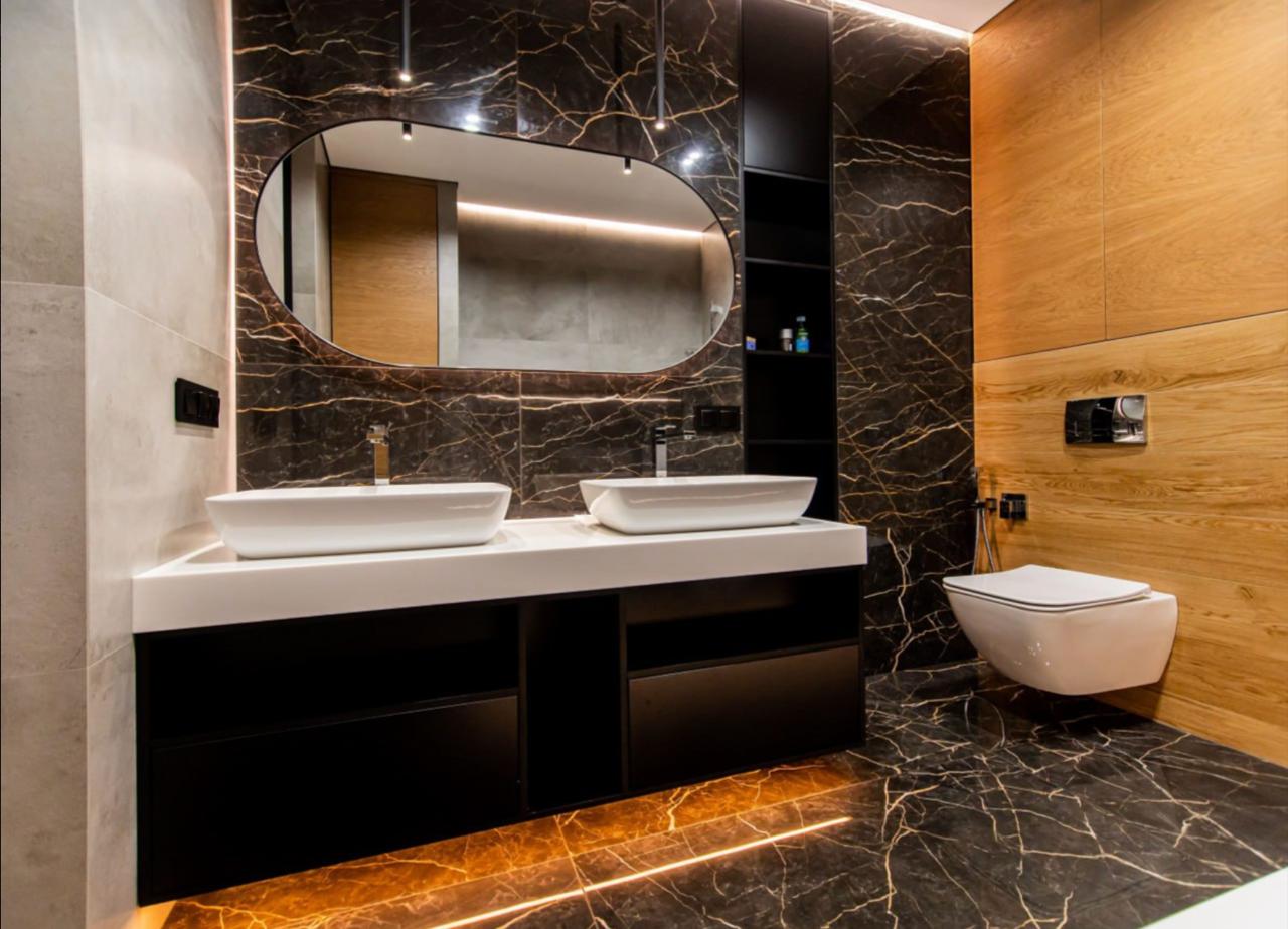 Фото сан узла на готовом объекте Domeo с накладными раковинами