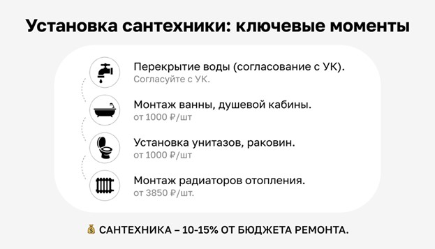 Ключевые этапы при установки сантехники