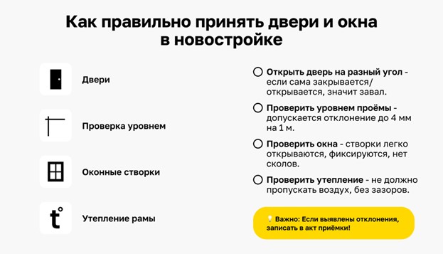 Чек-лист для приемки дверей и окон в новостройке