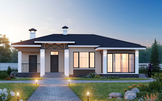 Проект одноэтажного дома  "Теплый очаг"