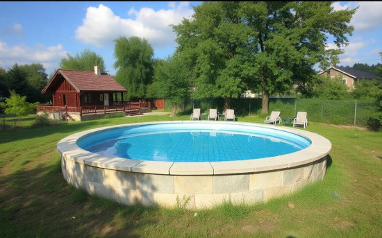 Наполнение бассейна водой на даче в Ленинградской области