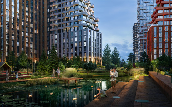 Парк с прудом в ЖК КОД Сокольники