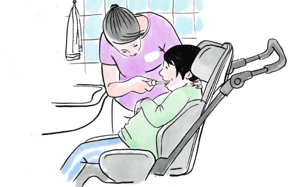 Иллюстрация из пособия «Хочу улыбаться! Как помогать ребенку с нарушениями развития сохранить зубы здоровыми и красивыми».