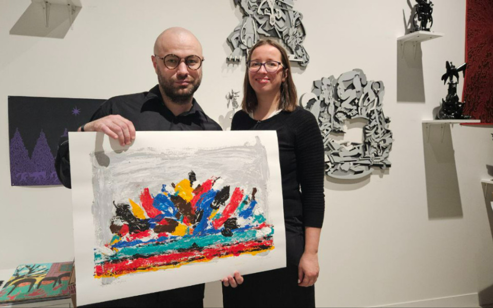 Художник Гриша Шаров и основатель Hubspeakers Елена Гришнева